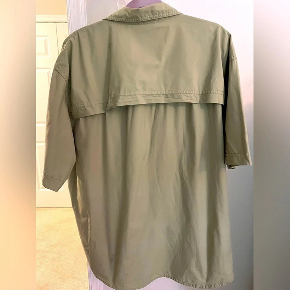 Timberland 2XL Olive 🫒 short sleeve shirt “Turbo dry” button down Velcro pocket - Picture 3 of 6